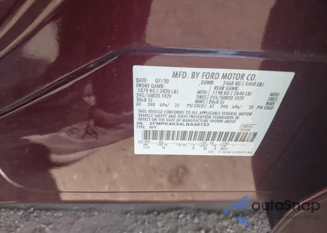 2020 Ford Edge Titanium from USA, damaged, VIN 2FMPK4K94LBA98153